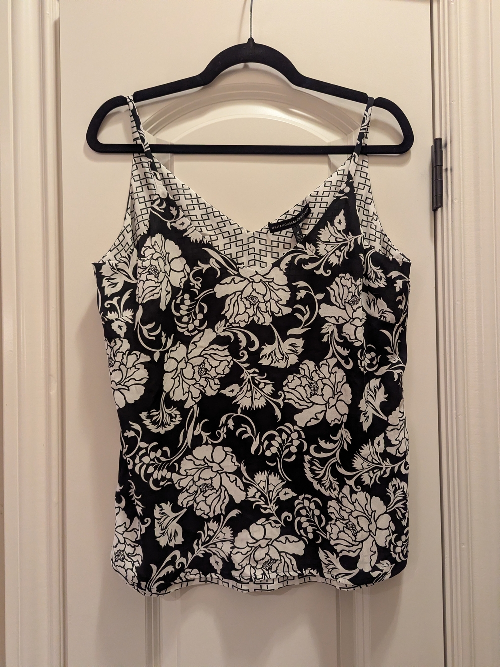 Reversible Black & White Floral / Geometric V-Neck Camisole